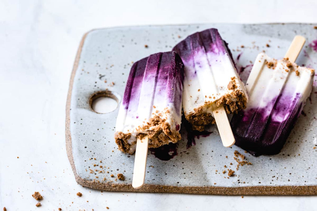 BLUEBERRY CHÈVRE CHEESECAKE POPSICLES