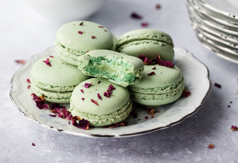 MATCHA MACARONS with COCONUT BUTTERCREAM